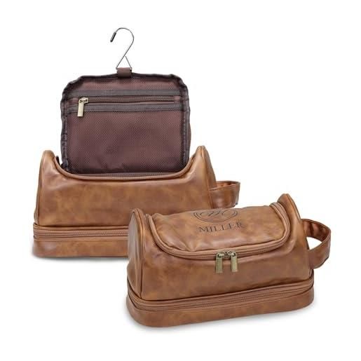 Dacomfy borsa da toilette personalizzata, regalo per papà, grande borsa da toilette da viaggio con manici, pelle impermeabile, regalo per gli amanti dei viaggi