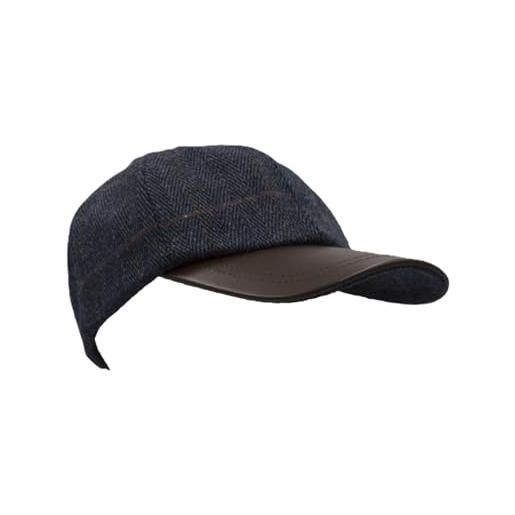 WALKER AND HAWKES - cappello da baseball derby tweed hoaden con visiera in pelle - taglia unica - tweed blu