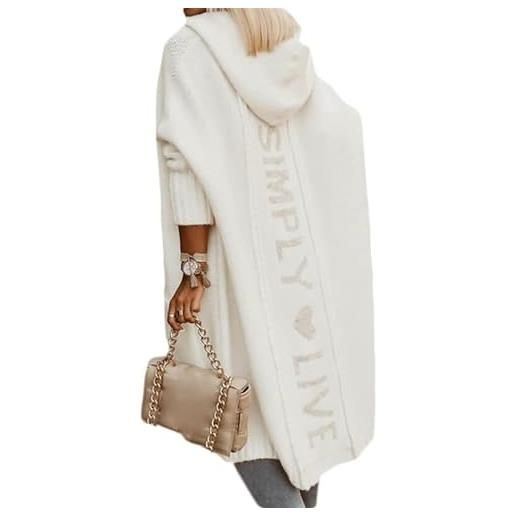 Agiyenna donna autunno inverno cardigan lungo lavorato a maglia con cappuccio elegante cardigan caldo cappotto tinta unita giacca spessa con cappuccio cappotto giacca di transizione casual streetwear