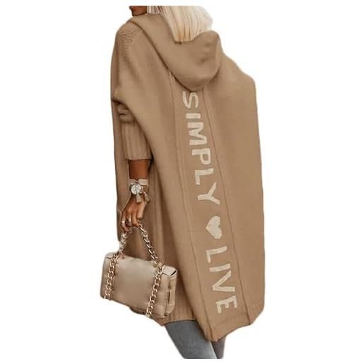 Agiyenna donna autunno inverno cardigan lungo lavorato a maglia con cappuccio elegante cardigan caldo cappotto tinta unita giacca spessa con cappuccio cappotto giacca di transizione casual streetwear