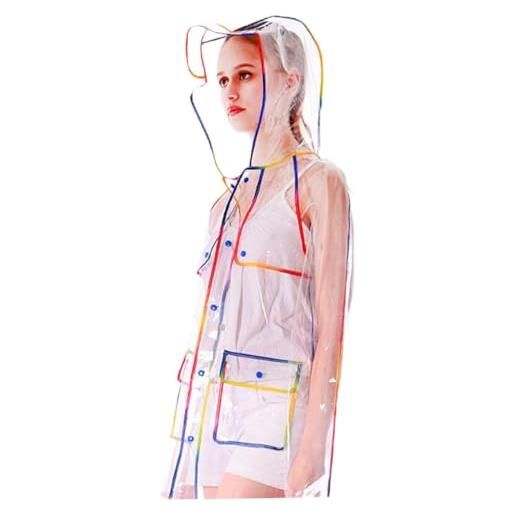 TENDYCOCO giacca antipioggia impermeabile con cappuccio tute con cappuccio impermeabile di emergenza moda viaggiare poncho donna lunga unica colore assortito