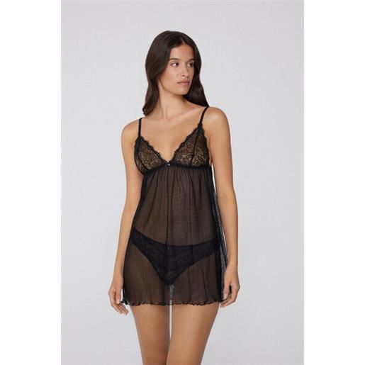 Tezenis sottoveste spalline sottili pretty plissé donna nero
