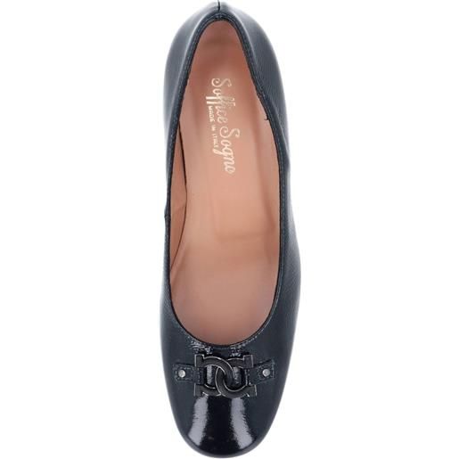 Soffice Sogno décolleté in pelle effetto vernice con tacco 4cm