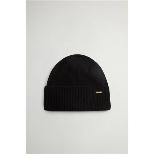Woolrich donna berretto in puro cashmere nero taglia s