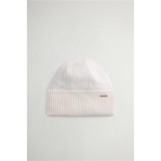 Woolrich donna berretto in puro cashmere bianco taglia s