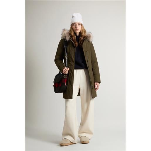 Woolrich donna modern vail parka con cappuccio staccabile verde taglia xs