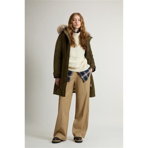 Woolrich donna grace parka in peached poly verde taglia xxs
