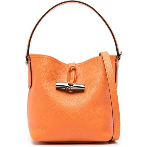 Longchamp borsa a secchiello piccola roseau essential - arancione