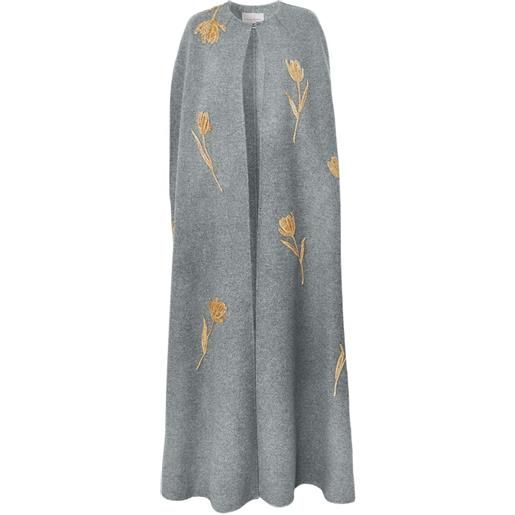 Carolina Herrera mantella con ricamo - grigio