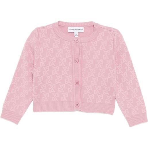 Emporio Armani Kids cardigan con monogramma - rosa