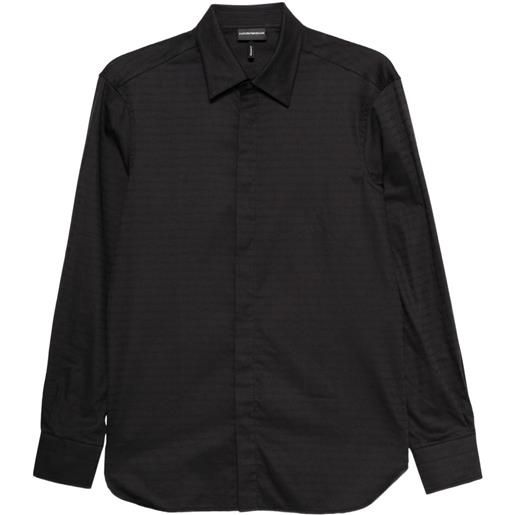 Emporio Armani camicia in cotone a maniche lunghe - nero