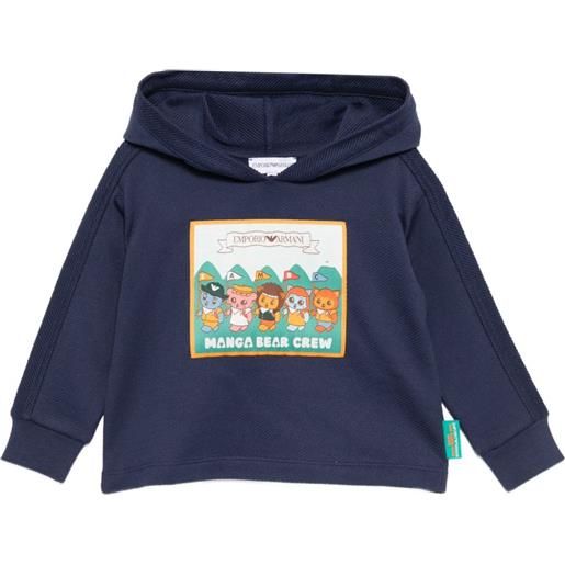 Emporio Armani Kids felpa con stampa e cappuccio - blu