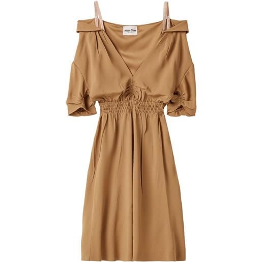 Miu Miu abito sablé con spalline - marrone