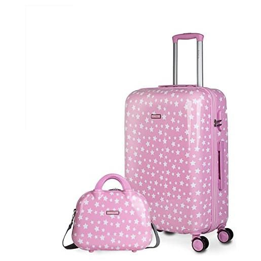 ITACA - trolley valigia bambino da viaggio, bagaglio a mano 55x40x20, per bambini e bambine. Trolley bambino da viaggio, rosa