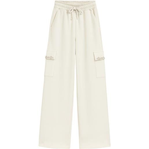 CLIPS pantaloni clips wide-leg con tasche gioiello