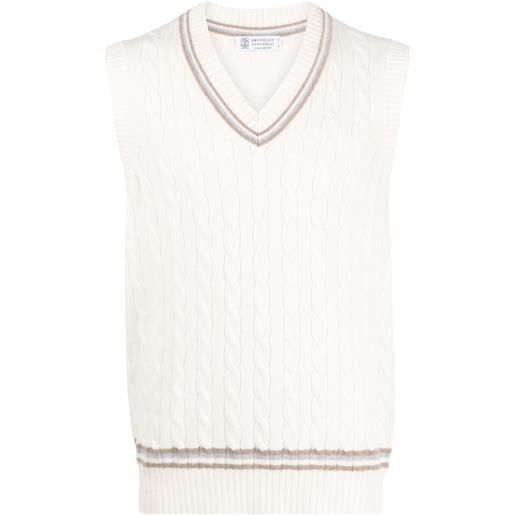 Brunello Cucinelli canotta con bordo a coste - bianco