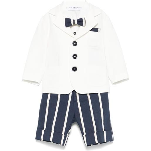 Colorichiari set blazer, camicia e shorts a righe - bianco