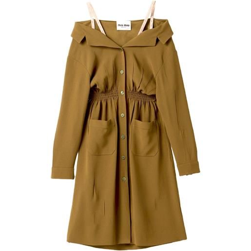 Miu Miu abito sablé con bottoni - verde