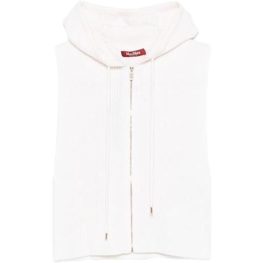Max Mara felpa smanicata con zip e cappuccio - bianco