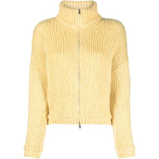 Herno cardigan a collo alto - giallo