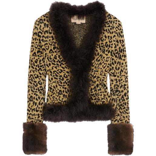 Valentino Garavani cardigan con stampa e piume sul bordo - giallo