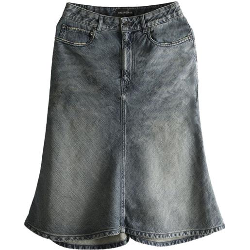 Balenciaga gonna denim svasata - blu