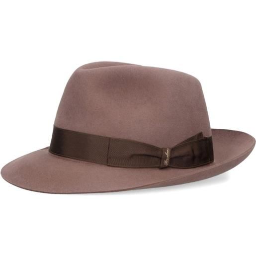 Borsalino ribbon-detailed felt hat - marrone