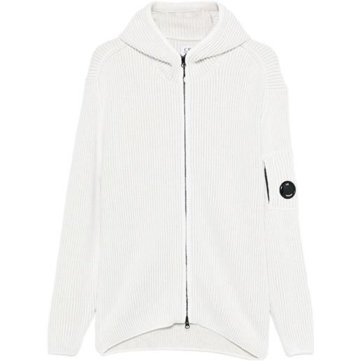 C.P. Company felpa con cappuccio e zip - bianco