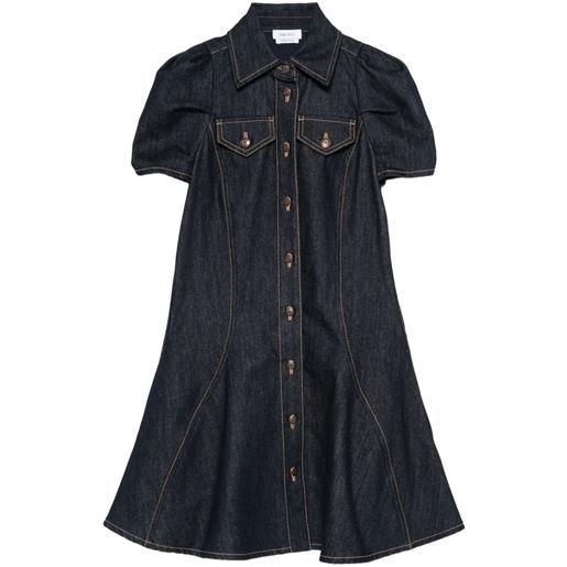 Alexander McQueen abito denim con maniche a palloncino - blu