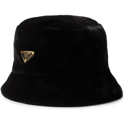 Prada cappello bucket con logo a triangolo - nero