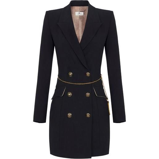 Elisabetta Franchi abito doppiopetto con catena - nero