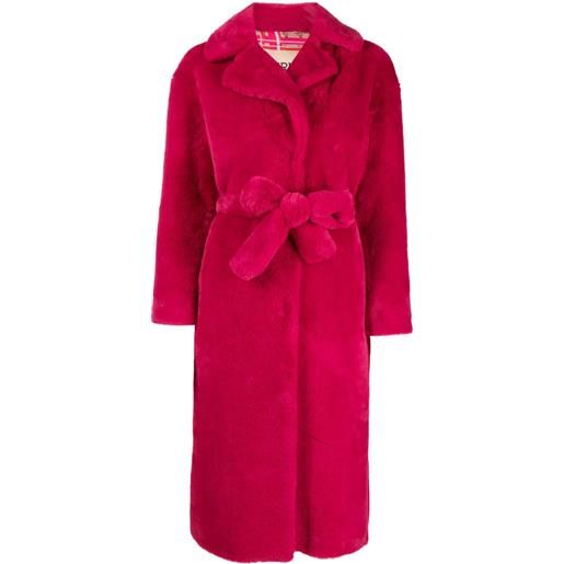 Herno cappotto in finto shearling con revers a lancia - rosa