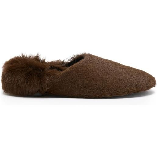 Proenza Schouler slippers con bordo in pelliccia - marrone