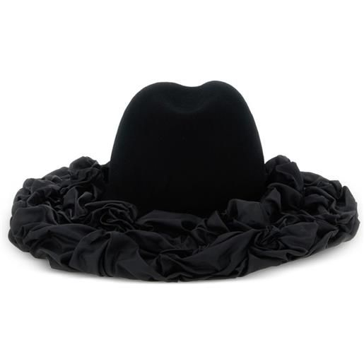 Comme Des Garçons x hizume cappello a tesa larga con ruches - nero