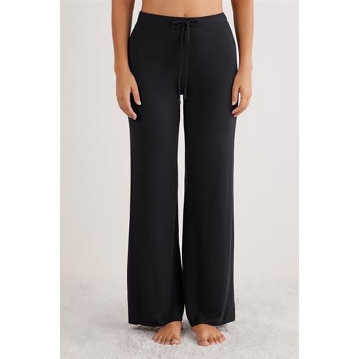 Intimissimi pantaloni lunghi palazzo in modal con cashmere light nero