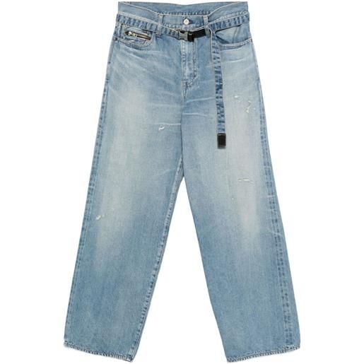 sacai jeans con cintura - blu