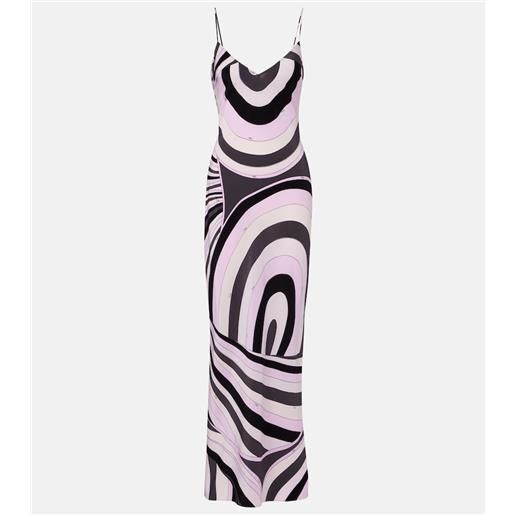 Pucci abito lungo iride in crãªpe de chine di seta