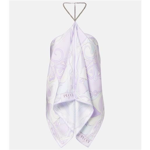 Pucci top orchidee in twill di seta con decorazioni