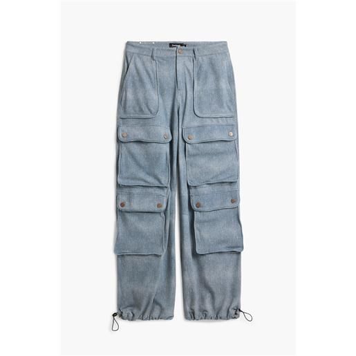 Desigual, pantaloni cargo studio, uomo, cotone, blu, m