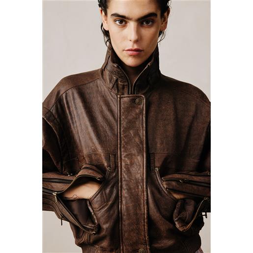 Desigual giacca in pelle con cerniere studio