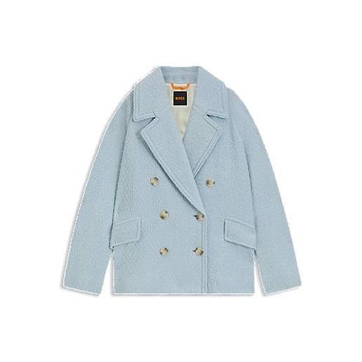 BOSS cappotto caban con linea squadrata e lavorazione bouclé, celeste
