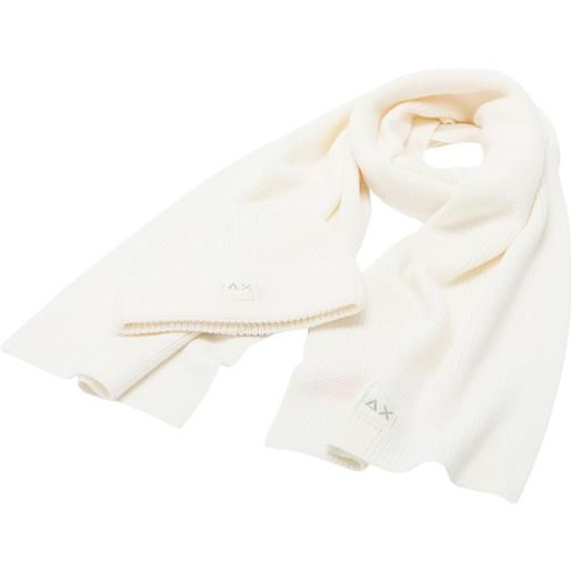 SUN68  set berretto e sciarpa coordinati bianco panna