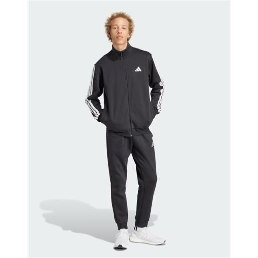 adidas tuta intera completa uomo adidas basic 3-stripes fleece nero cotone felpato
