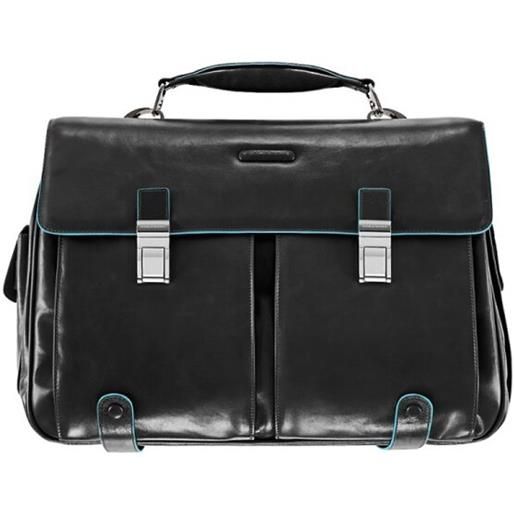 Piquadro cartella quadrata blu in pelle 43 cm scomparto per laptop nero
