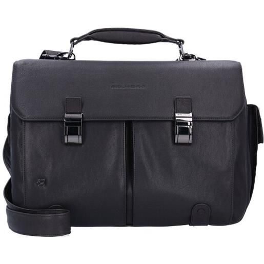 Piquadro cartella quadrata nera in pelle 43 cm scomparto per laptop marrone