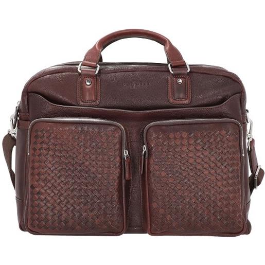 bugatti cartella in pelle intrecciata 48 cm marrone