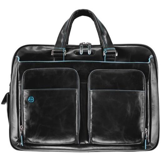 Piquadro blue square cartella in pelle 41 cm scomparto per laptop nero