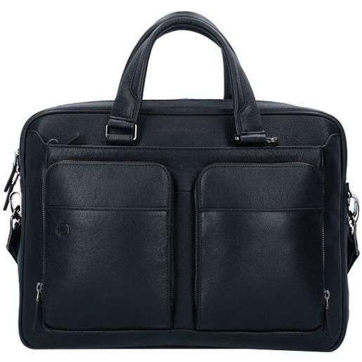 Piquadro cartella quadrata nera in pelle 39 cm scomparto per laptop nero