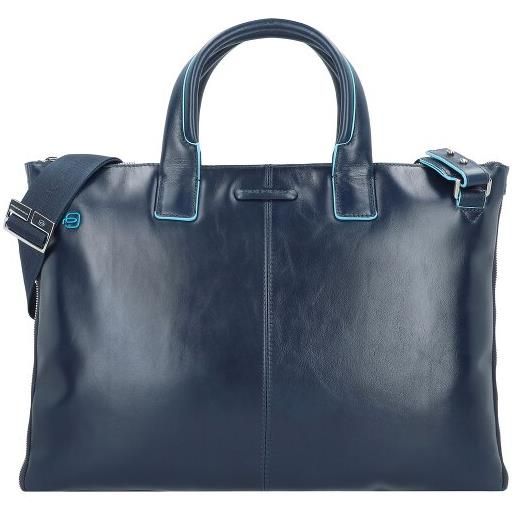 Piquadro blue square cartella in pelle 42 cm scomparto per laptop blu