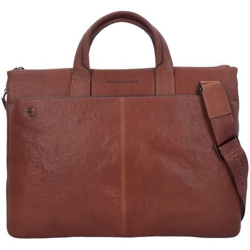 Piquadro cartella quadrata nera in pelle 42 cm scomparto per laptop marrone